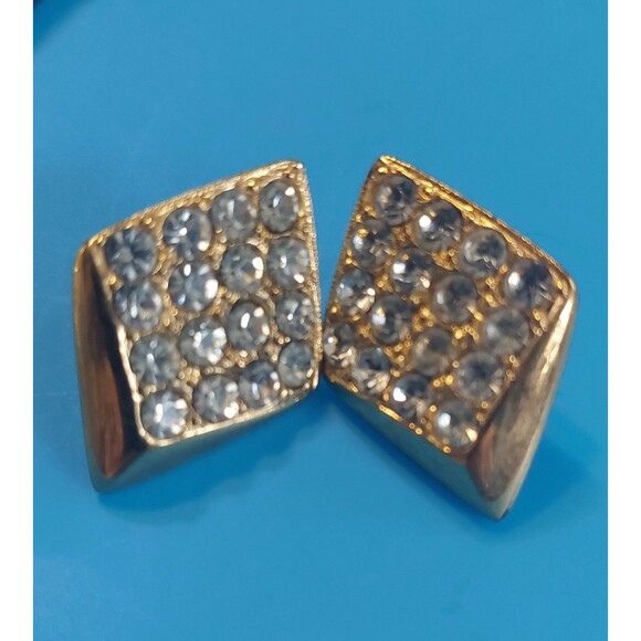 Signed rhinestone earrings marked SC - Picture 3 of 5